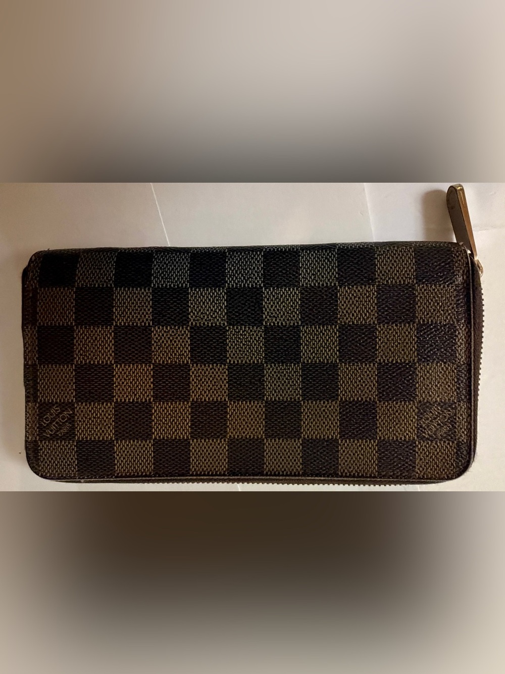 Louis Vuitton Damier Ebene Canvas Compact Wallet in Brown and Dark Brown